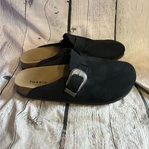 Torrid Black Mules with Silver Buckle